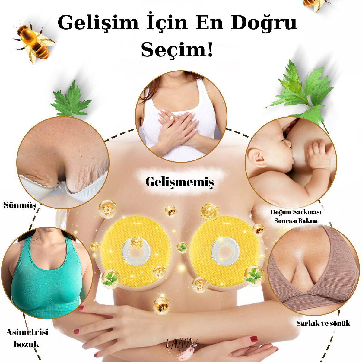 Lavinialuxe® Kollajen Göğüs Büyütme Bandı + EMS Hediye