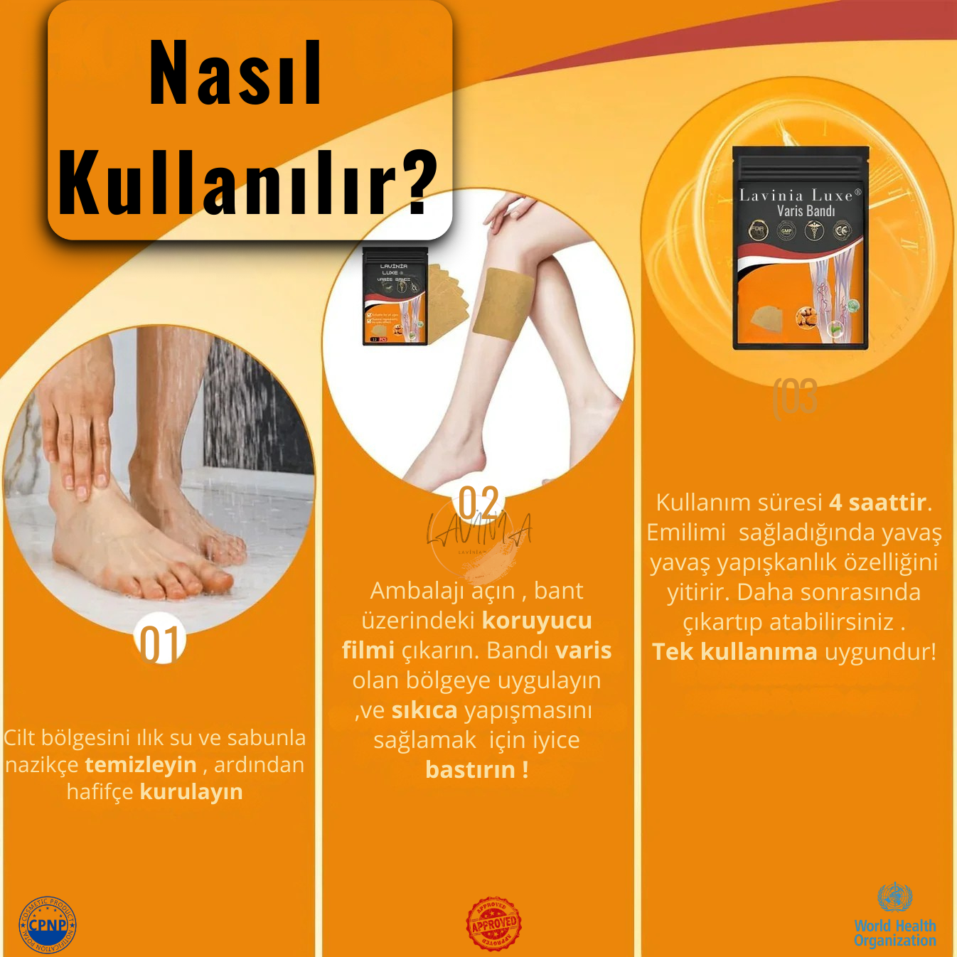 Lavinialuxe® Varis Tedavi Bandı | Şişlik, Yorgunluk ve Damar Sağlığı için Doğal Bitkisel Terapi